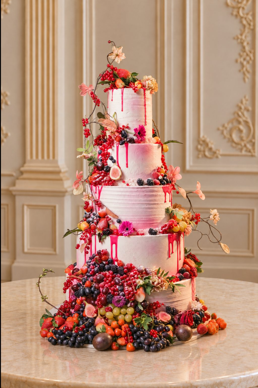 A real Nelly's Cakes royal wedding cake, design Royal 010, in a gilded ballroom