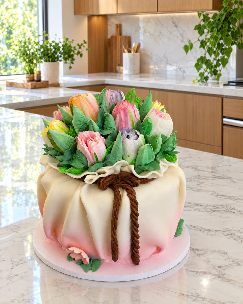 The Zefyr Flowerpot: a sponge cake topped with handmade Zefyr flowers in soft meringue